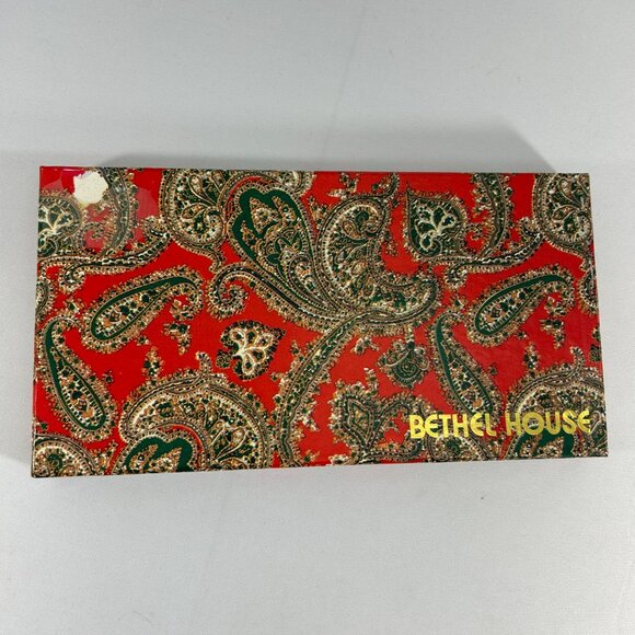 Vintage Bethel House Cocktail Forks Spoons Set Gold Porcelain Handles Tulips - Picture 10 of 14